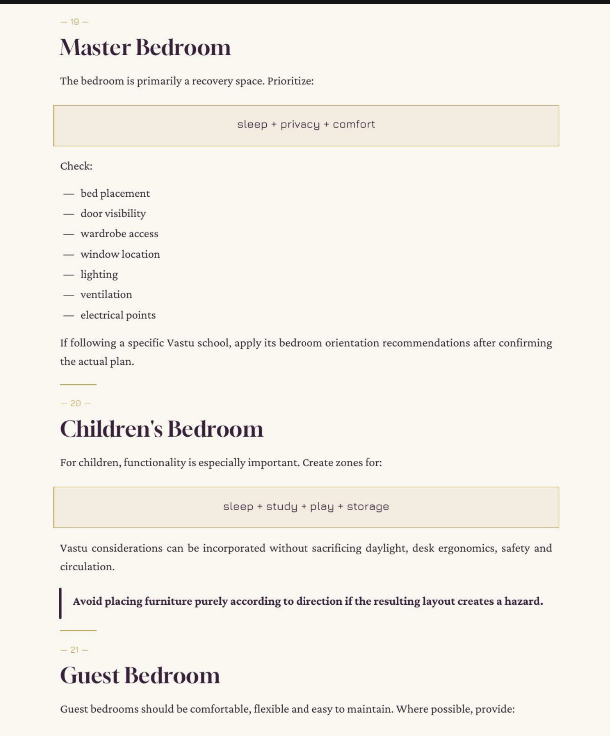 Bedroom planning principles